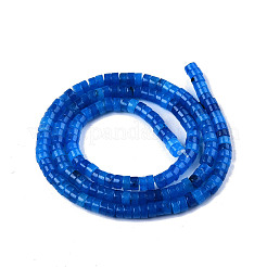 天然石ホワイトジェイドビーズ連売り  染め  ヒシビーズ  フラットラウンド/ディスク  ブルー  4x2mm  穴：1mm  約169~171個/連  15.08インチ〜15.28インチ（38.3~38.8cm）&nbsp;X-G-N326-146-A01