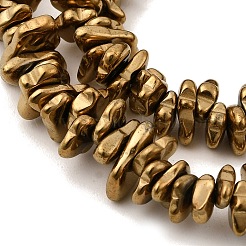 合成磁気無しヘマタイトビーズ連売り  チップ  黄金メッキ  5~9x3~4x1.5~2mm  穴：1mm  約171個/連  40cm&nbsp;G-L613-H01-01G