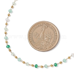 Handmade Faceted Rondelle Glass Beaded Link Chain Necklaces&nbsp;NJEW-JN05744-01