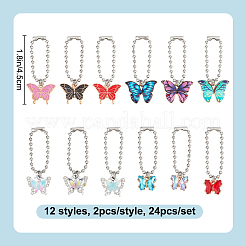 24Pcs 12 Styles Butterfly Alloy Enamel & Crystal Rhinestone & Glass Shoes Charms&nbsp;HJEW-DR00092