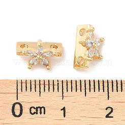Brass Micro Pave Clear Cubic Zirconia Slide Charms&nbsp;KK-P239-15G