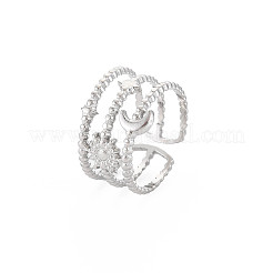 Non-Tarnish 304 Stainless Steel Sun and Moon Open Cuff Ring for Women&nbsp;X-RJEW-S405-152P