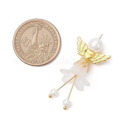 つや消しアクリルパーツ  天使  合金の留め具とガラスのパールビーズ付き  ミックスカラー  48x21.5x18mm  穴：3mm  8個/セット&nbsp;PALLOY-JF04047