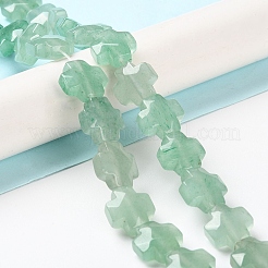 天然石グリーンアベンチュリンビーズ連売り  多面カット  クロス  12~13x12~12.5x5~6mm  穴：1.4mm  約17個/連  8.27インチ（21cm）&nbsp;G-K357-C11-01