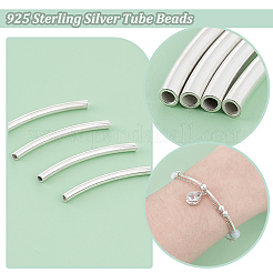 スターリングシルバーチューブビーズ20個925個  カーブチューブ  銀  20x1.5mm  穴：1mm&nbsp;STER-PH0001-80