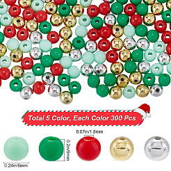 Christmas Theme 1500Pcs 5 Colors Opaque Acrylic Beads&nbsp;MACR-SP0001-01A-01