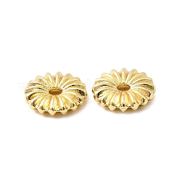 花の真鍮のビーズ  長持ちメッキ  ラックめっき  鉛フリー＆カドミウムフリー  18KGP本金メッキ  8x2mm  穴：1.2mm&nbsp;KK-H520-04B-G