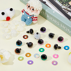 40セット10色のプラスチック人形の工芸品の目  安全の目  スペーサーとコロカボション付き  人形作り用  フラットラウンド  ミックスカラー  22.5x18mm  4セット/カラー&nbsp;KY-FH0001-42B
