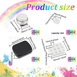 鉄製水彩絵の具とマニキュア缶収納ボックス2セット  ステンレススチールカラーモジュレーションビーズコンテナ2個とプラスチックの空の水彩ペイントパン30個付き  ミックスカラー  6.2x5x1.7cm  コンパートメント：12x11mm&nbsp;MRMJ-BC0003-46