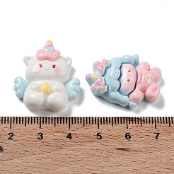 オペーク樹脂カボション  ユニコーン  ミックスカラー  17~27x21~28x7~8mm&nbsp;CRES-M029-07