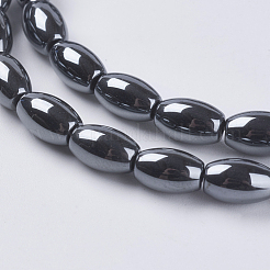 磁気無し合成ヘマタイトビーズ  オーバル  ブラック  11~12x6mm  穴：1.5mm  約32個/連&nbsp;G-H1078-1