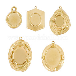 5Pcs 5 Styles 304 Stainless Steel Pendant Cabochon Settings&nbsp;STAS-TA0005-72G