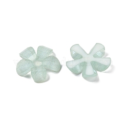 半透明エポキシ樹脂グリッターパウダーデコデンカボション  花  アクア  20x20x4mm&nbsp;CRES-S367-15B