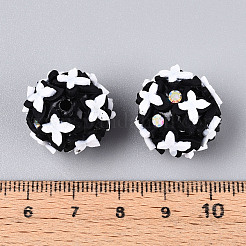 手作りのポリマー粘土ラインストーンと樹脂ビーズ  蝶の丸  ブラック  18~19mm  穴：1.8~2mm&nbsp;CLAY-T022-01A