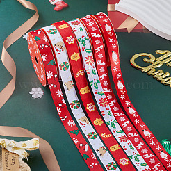 6ロール 6スタイル クリスマス ポリエステルプリントリボン  ギフト包装用  混合図形  5/8インチ（16mm）  1ロール/スタイル&nbsp;OCOR-TA0003-43