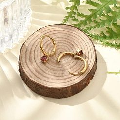 Ion Plating(IP) 304 Stainless Steel Micro Pave Cubic Zirconia Hoop Earrings&nbsp;STAS-R004-02G-01