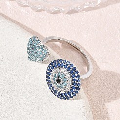 Brass Micro Pave Cubic Zirconia Cuff Open Rings&nbsp;CU-CBAEC29-07P