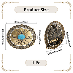 1Pc Oval with Flower Pattern Alloy Buckles&nbsp;FIND-CL0002-52B