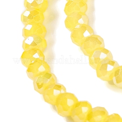 電気メッキガラスビーズ連売りを焼く  ABカラー  多面カット  ロンデル  きいろ  4x3mm  穴：1mm  約105~110個/連  38~39cm&nbsp;X-DGLA-A039-J4mm-B23