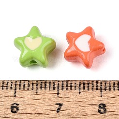 不透明なアクリルビーズ  スター＆ハート  ミックスカラー  9.5x10x6.5mm  穴：1.8mm&nbsp;OACR-N139-11