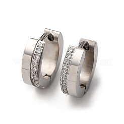304ステンレススチールキュービックジルコニアフープピアス  316ステンレス鋼  プラチナ  13.5x4mm&nbsp;EJEW-D331-12P