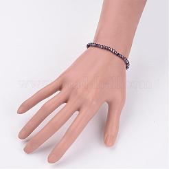 ガラスビーズストレッチブレスレット  パープル  内径：1-3/4インチ（4.6cm）&nbsp;BJEW-JB02308-02