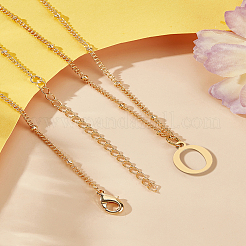 1Pc Brass Chain & 304 Stainless Steel Letter Pendant Necklaces&nbsp;NJEW-LP0001-35O-G