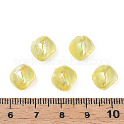 透明なアクリルビーズ  ABカラーメッキ  ナゲット  きいろ  10.5x10x8mm  穴：1.6mm  約1200個/500g&nbsp;MACR-S373-131-C03