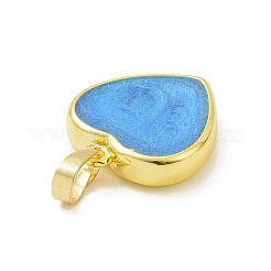 本物の 18k 金メッキ環境に優しいラック メッキ真鍮エナメル ペンダント  カドミウムフリー＆鉛フリー  長持ちメッキ  ハートチャーム  ディープスカイブルー  17x15x3.5mm  穴：3.5x6mm&nbsp;KK-F843-06G-02