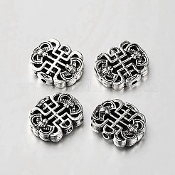 シノワズリジュエリーパーツチベットスタイル合金古代漢字ビーズ  アンティークシルバー  14x17.5x3mm  穴：2mm&nbsp;TIBEB-O004-53