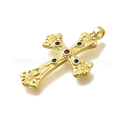 Brass Micro Pave Cubic Zirconia Pendants&nbsp;KK-D339-06G
