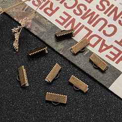 アイアン製カシメリボン止めエンドパーツ  ニッケルフリー  アンティークブロンズカラー  約8mm長  16 mm幅  穴：1mm&nbsp;E183Y-AB
