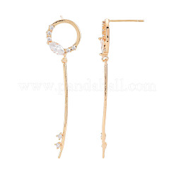 Brass Micro Pave Clear Cubic Zirconia Stud Earring Findings&nbsp;KK-S364-046