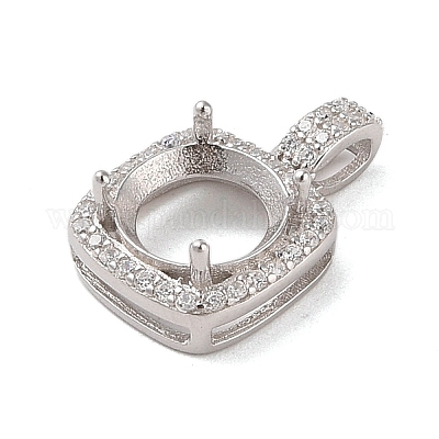 925 Sterling Silver Micro Pave Cubic Zirconia Pendant Setting&nbsp;STER-H113-04P-03-1