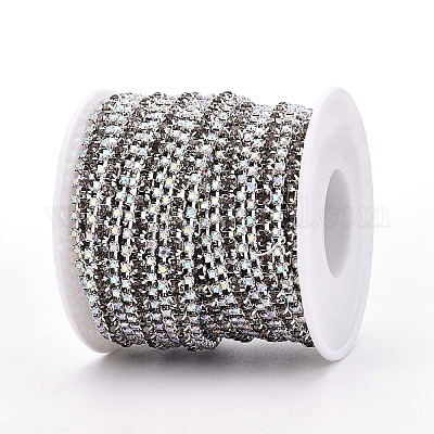 鉄ラインストーンカップチェーン  スプールで  銀  コーヒー  8.5x3mm  約14.99フィート（4.57m）/ロール&nbsp;CH-T006-04S-01-1