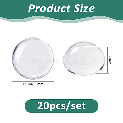 20 個の透明ガラスカボション  半円  透明  50x12mm&nbsp;GGLA-FH0001-05-1