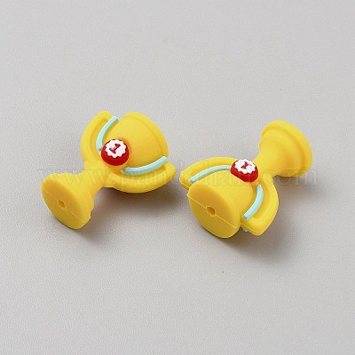 シリコンビーズ  きいろ  トロフィー  27x23x14mm  穴：2mm&nbsp;SIL-CJC0003-08C-1