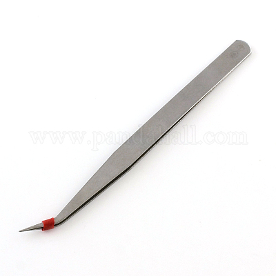 鉄のビーズピンセット  プラチナ  132x9.6x2mm&nbsp;TOOL-R088-01-1