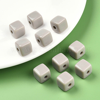 不透明なアクリルビーズ  キューブ  濃いグレー  12.5x12.5x12.5mm  穴：3.5mm  約263個/500g&nbsp;MACR-S373-141-A05-1