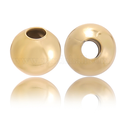 真鍮製スペーサービーズ  ラウンド  18KGP本金メッキ  4mm  穴：1.5mm  300pc&nbsp;KK-BBC0015-08C-1
