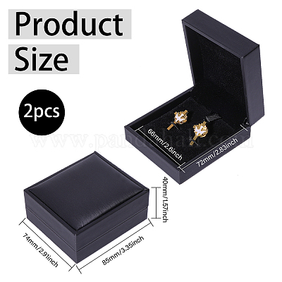 ベルベットのギフト収納ボックス  カフスボタンボックス  長方形  8.5x7.4x4cm&nbsp;CON-WH0110-009B-1
