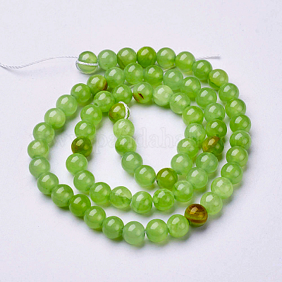 Natural Flower Jade Beads&nbsp;X-GSR6mmC193-1
