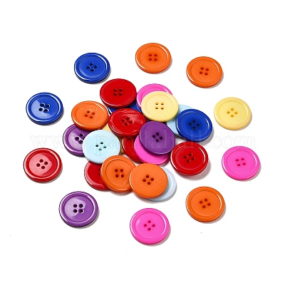 樹脂ボタン  染め  フラットラウンド  ミックスカラー  28x3mm  穴：2mm  98個/袋&nbsp;RESI-D030-28mm-M-1