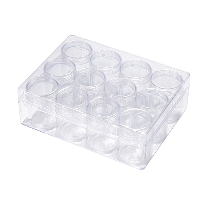 プラスチックビーズ収納ケース  長方形  透明  16x12.2x5.5cm  容量：20ml（0.67液量オンス）  約12個/セット&nbsp;LS-C002Y-1