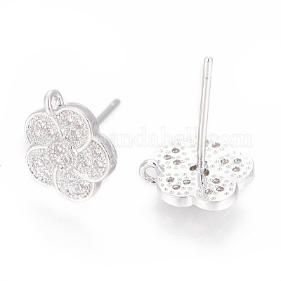 Brass Stud Earring Findings&nbsp;ZIRC-O034-18P-1