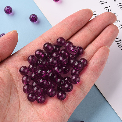 透明なアクリルビーズ  ラウンド  マゼンタ  8x7mm  穴：2mm  約1745個/500g&nbsp;MACR-S370-A8mm-743-1