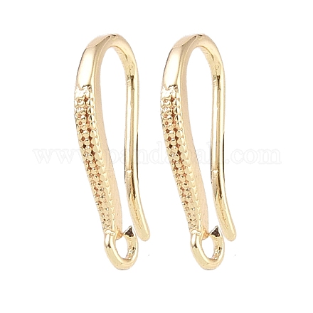 真鍮のピアスフック 釣り針 ゴールドカラー 15x8.5x1.5mm 穴:1mm KK-U008-05G-1