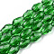 Glass Beads Strands, Faceted, Drop, Green, 11x8mm, Hole: 1mm, about 57~59pcs/strand, 26.38~26.77 inch