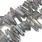 Electroplated Natural Quartz Crystal Beads Strands, Nuggets, Tusk Shape, AB Color, Dyed, 7~15x18~60mm, Hole: 1mm, about 46pcs/strand, 16 inch