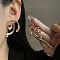 Iron Stud Earrings, Golden, Vortex Spiral, 38x31mm